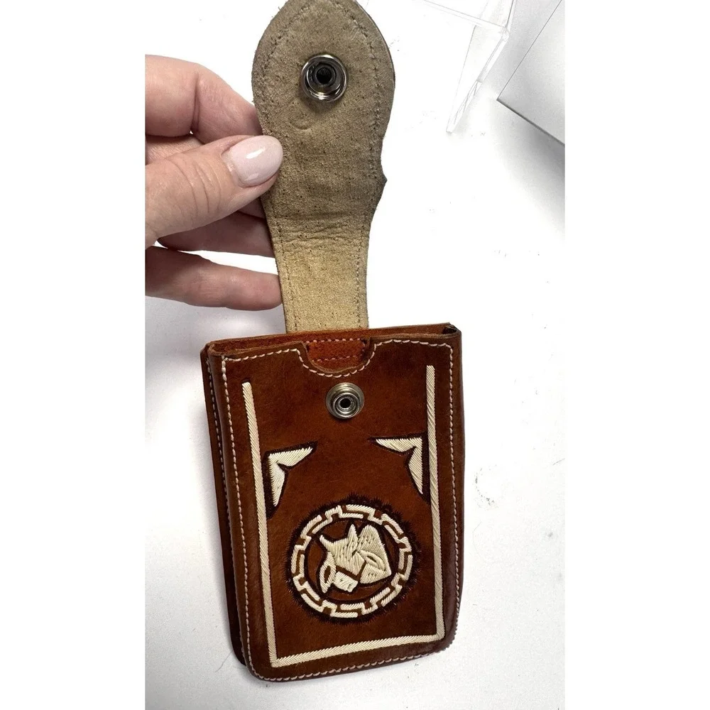 Western Piteado Style Belt & Holster Horse & Steer Embroidered Set